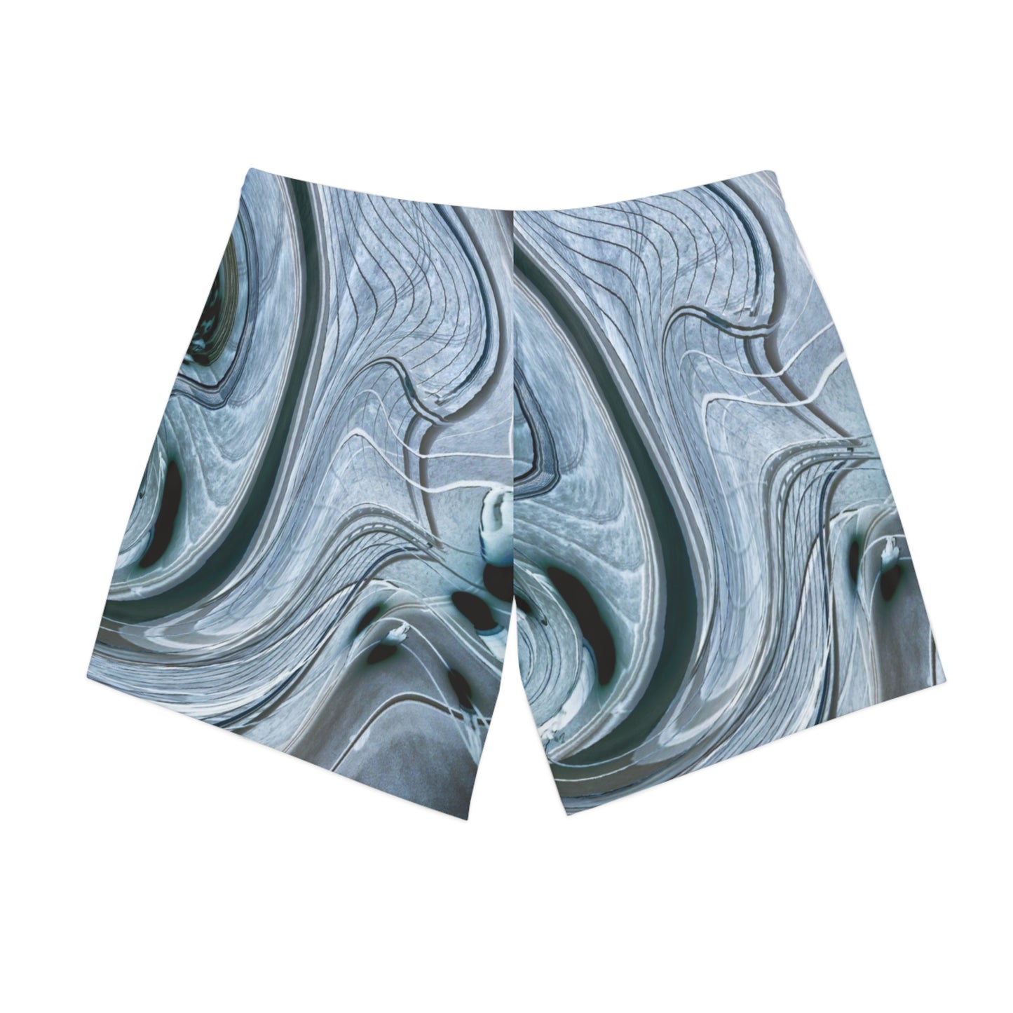 Stylish Men's Elastic Beach Shorts - Abstract Waves Design, Summer Swimwear, Casual Resort Wear, Beach Vacation Shorts, Trendy Swim Trunks