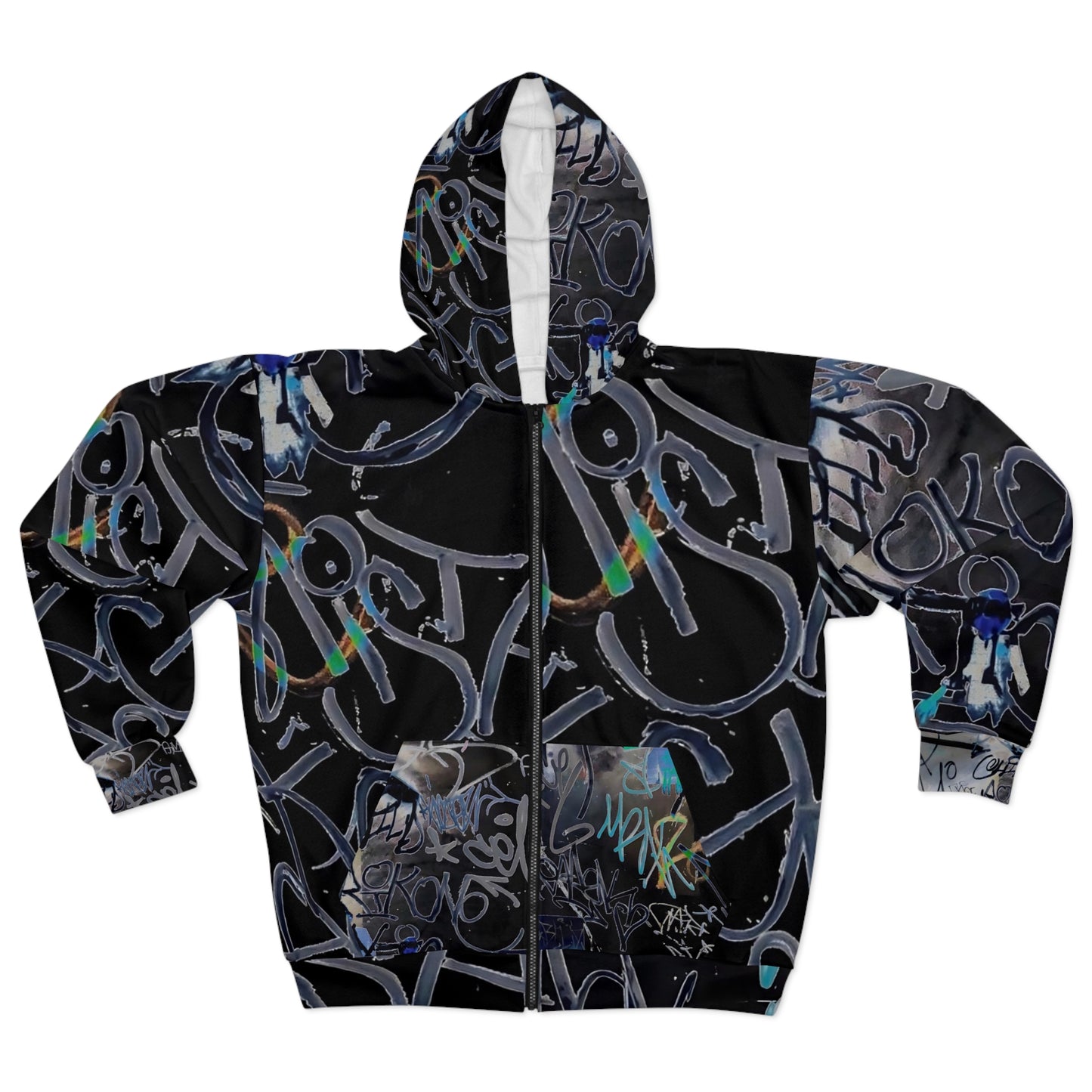 Urban Graffiti Unisex Zip Hoodie | Streetwear Style, Modern Fashion, Casual Comfort, Unique Gift Option, Cool Graphic Apparel