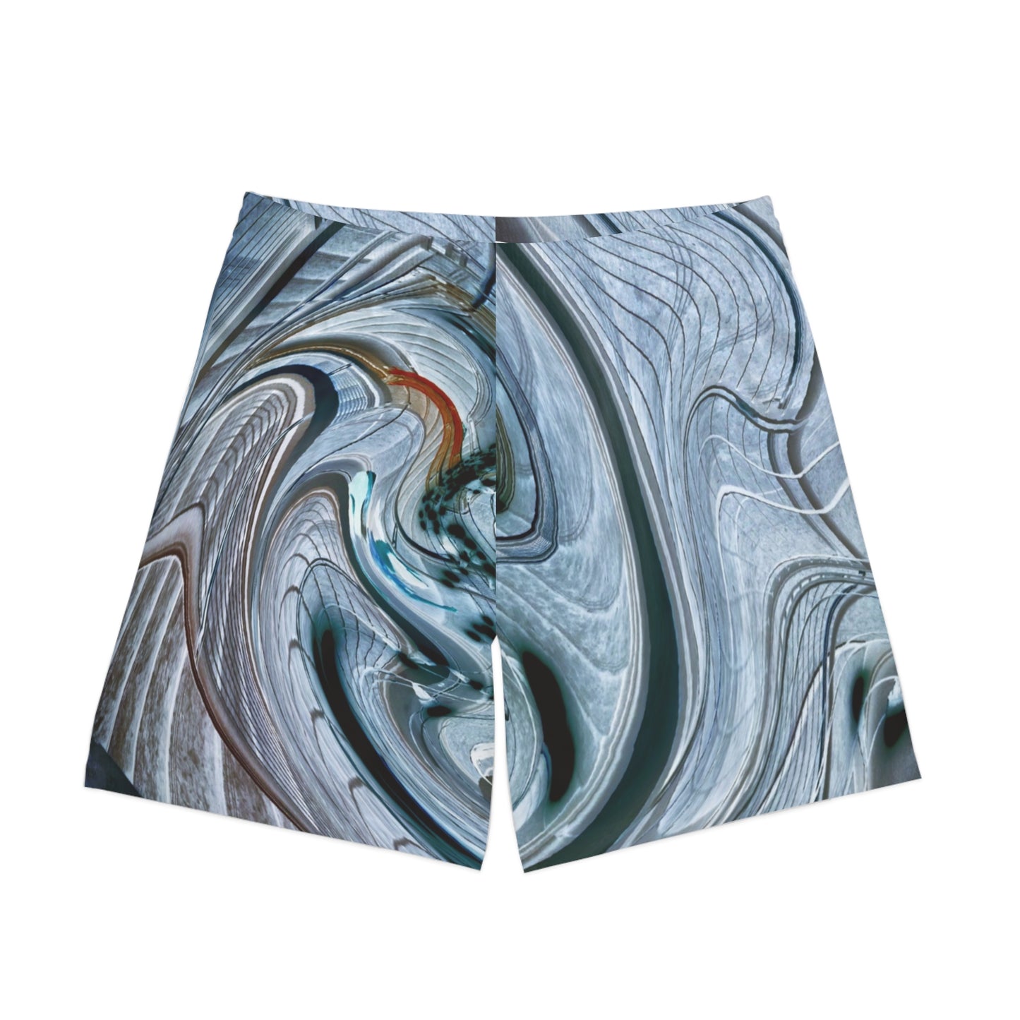 Stylish Men's Elastic Beach Shorts - Abstract Waves Design, Summer Swimwear, Casual Resort Wear, Beach Vacation Shorts, Trendy Swim Trunks